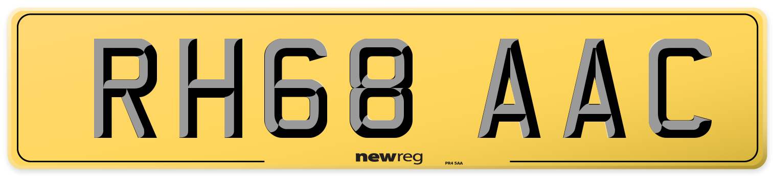 RH68 AAC Rear Number Plate