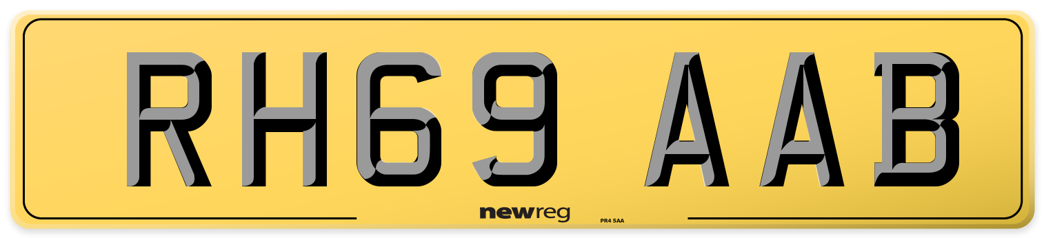 RH69 AAB Rear Number Plate