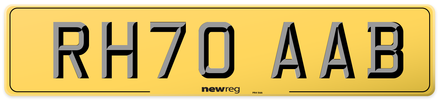 RH70 AAB Rear Number Plate