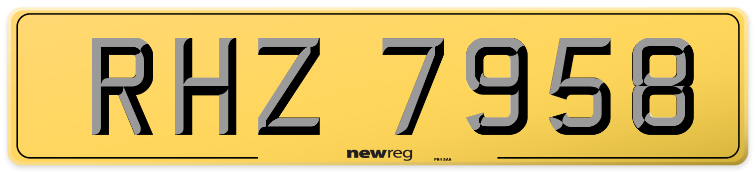 RHZ 7958 Rear Number Plate