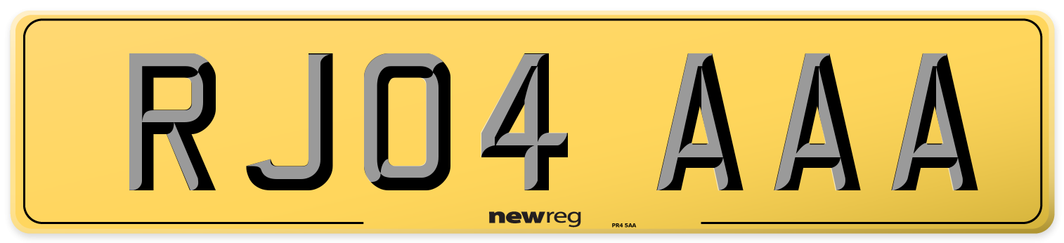 RJ04 AAA Rear Number Plate