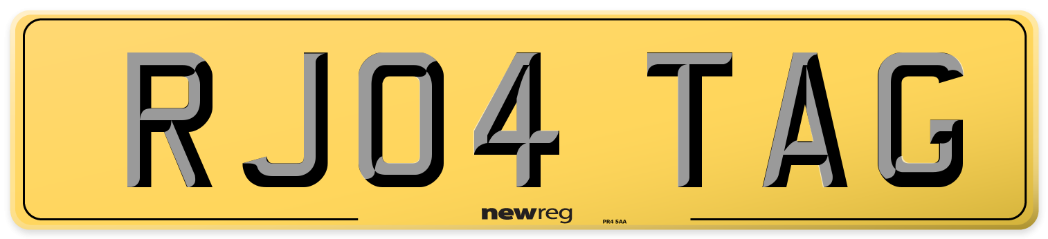 RJ04 TAG Rear Number Plate