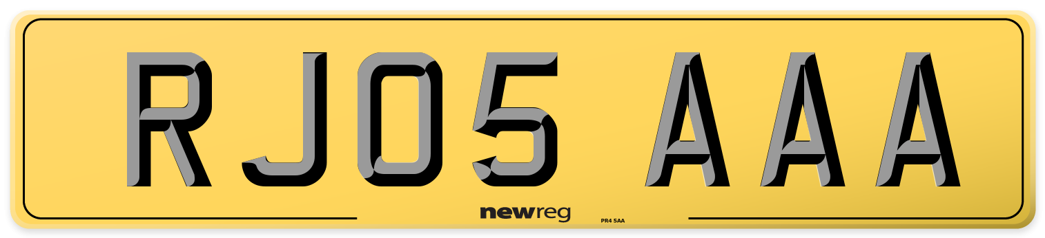 RJ05 AAA Rear Number Plate
