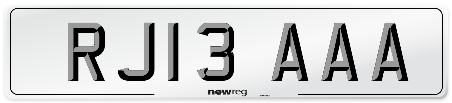 RJ13 AAA Front Number Plate