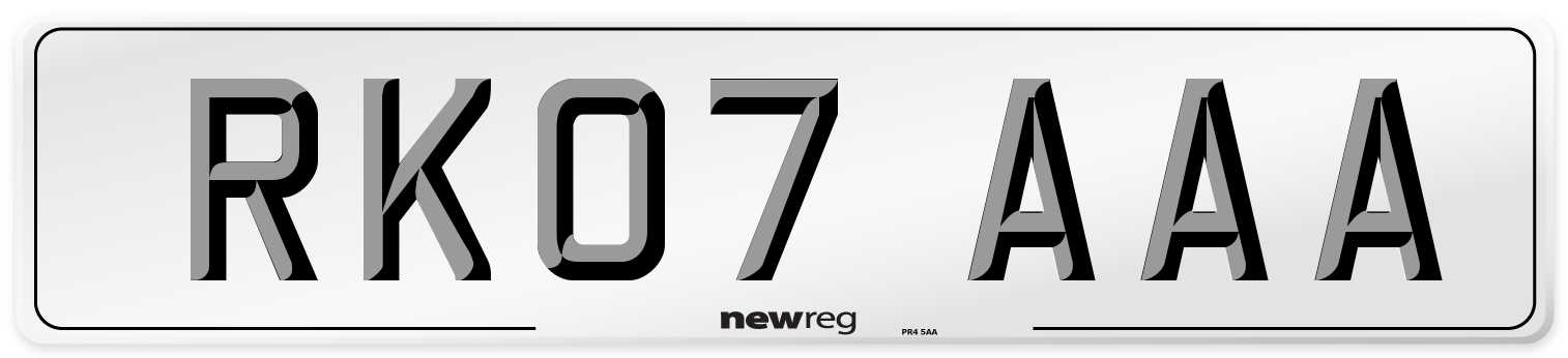 RK07 AAA Front Number Plate