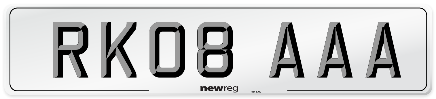 RK08 AAA Front Number Plate
