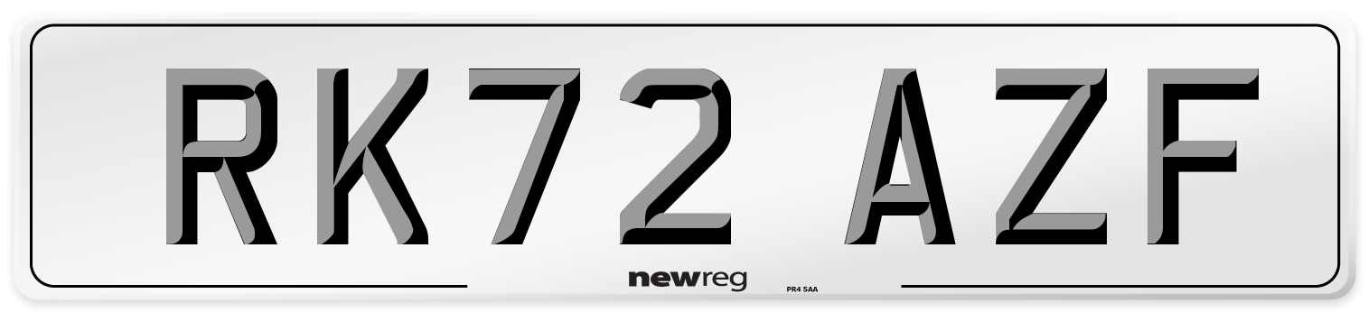 RK72 AZF Front Number Plate
