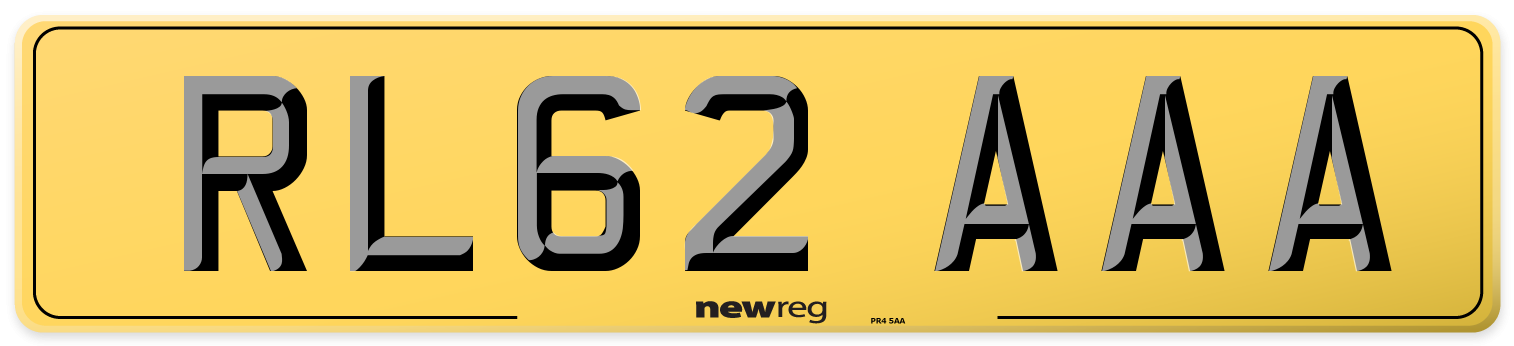 RL62 AAA Rear Number Plate