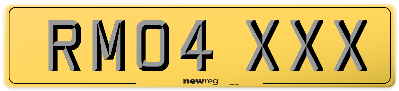 RM04 XXX Rear Number Plate