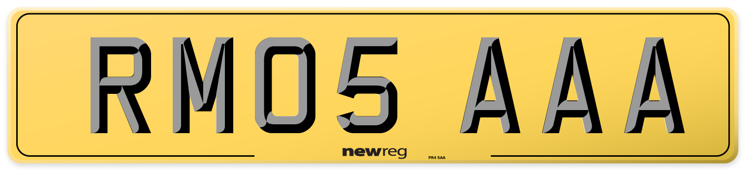 RM05 AAA Rear Number Plate