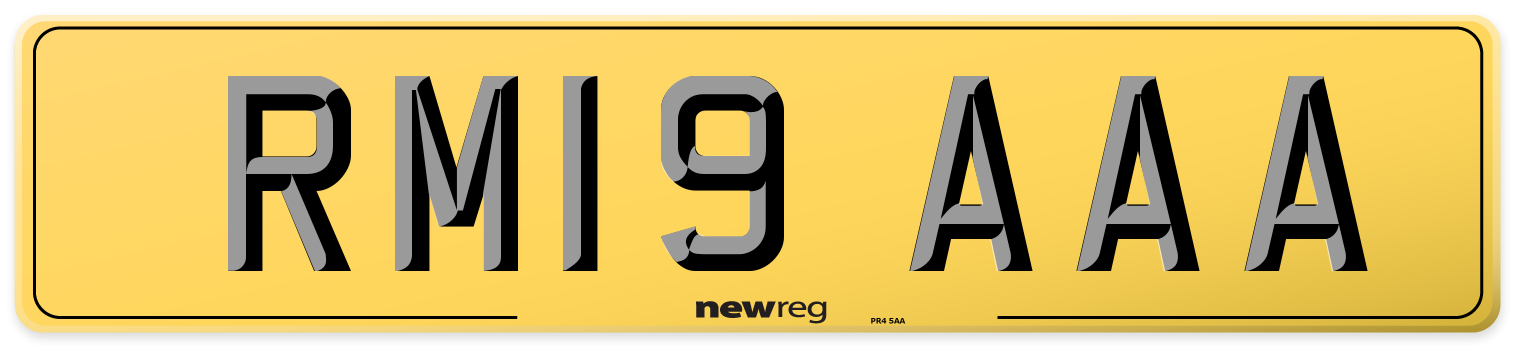 RM19 AAA Rear Number Plate