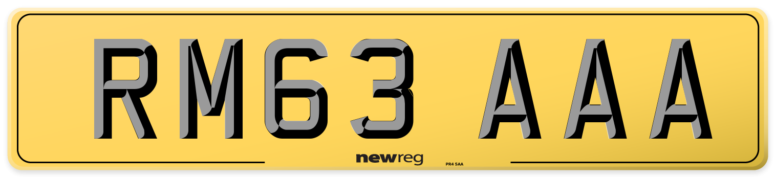RM63 AAA Rear Number Plate