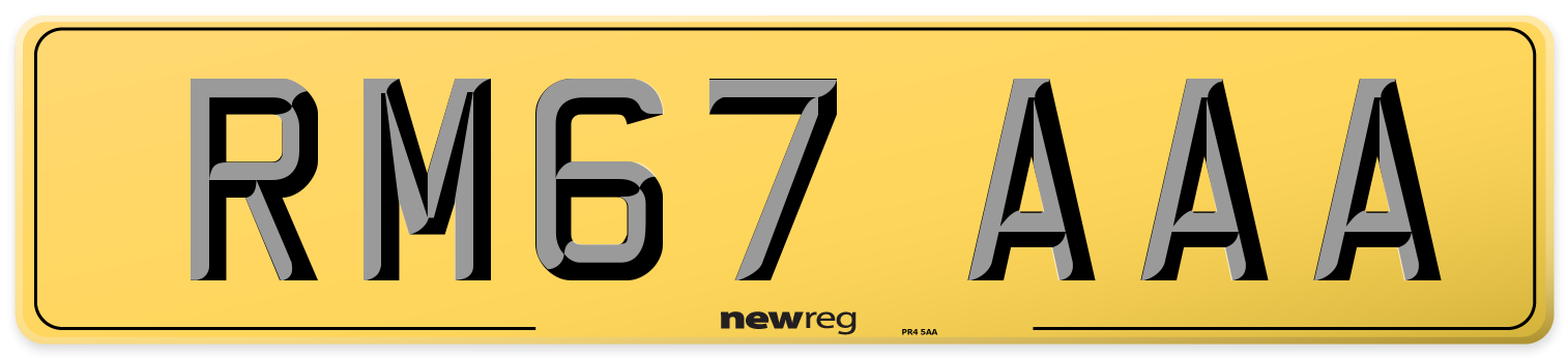 RM67 AAA Rear Number Plate