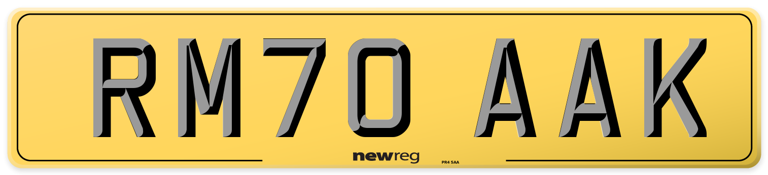 RM70 AAK Rear Number Plate
