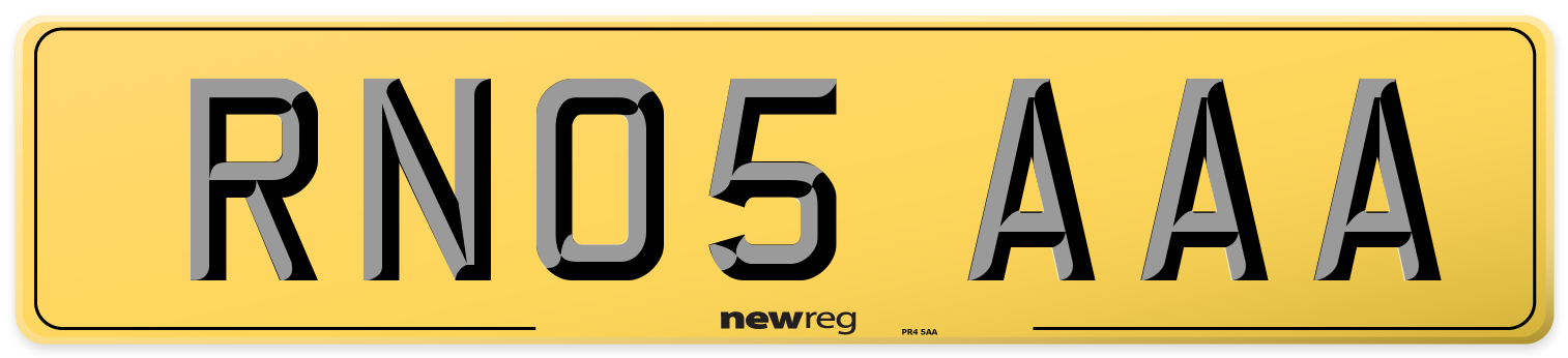 RN05 AAA Rear Number Plate