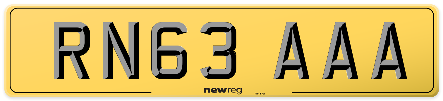 RN63 AAA Rear Number Plate