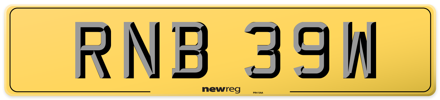 RNB 39W Rear Number Plate