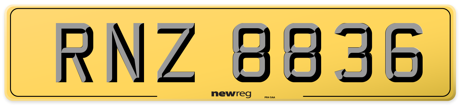 RNZ 8836 Rear Number Plate