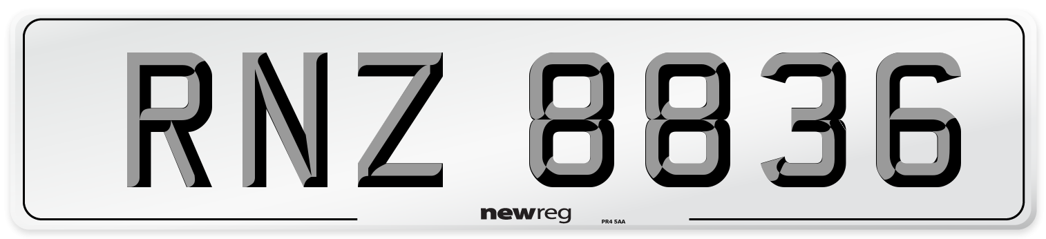 RNZ 8836 Front Number Plate