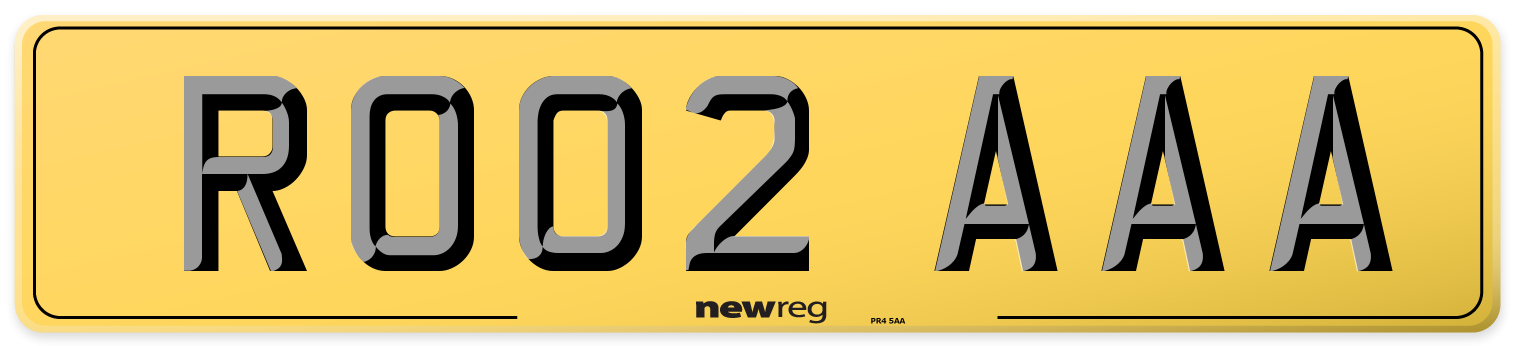RO02 AAA Rear Number Plate