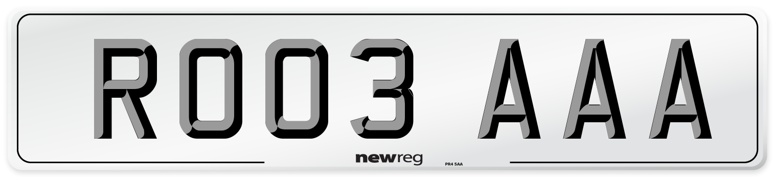 RO03 AAA Front Number Plate