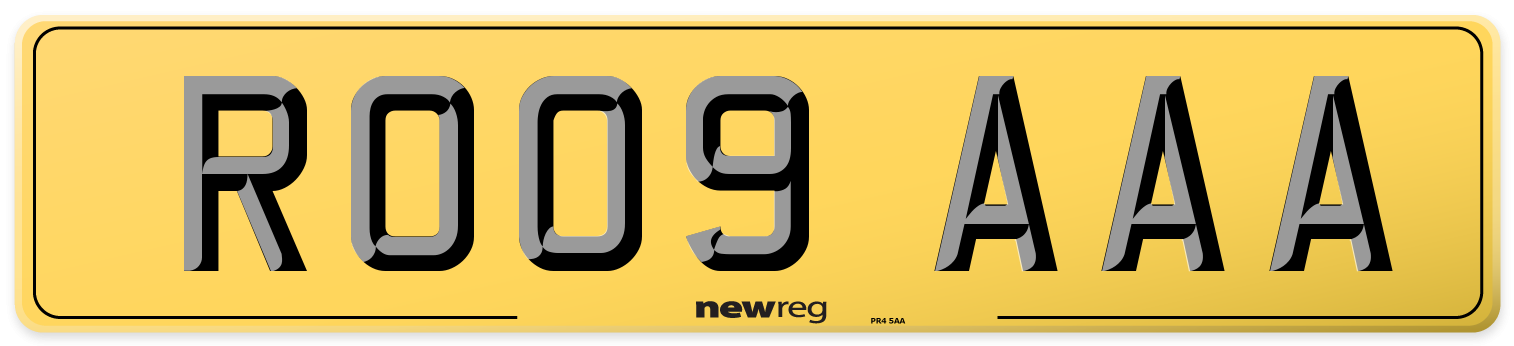 RO09 AAA Rear Number Plate