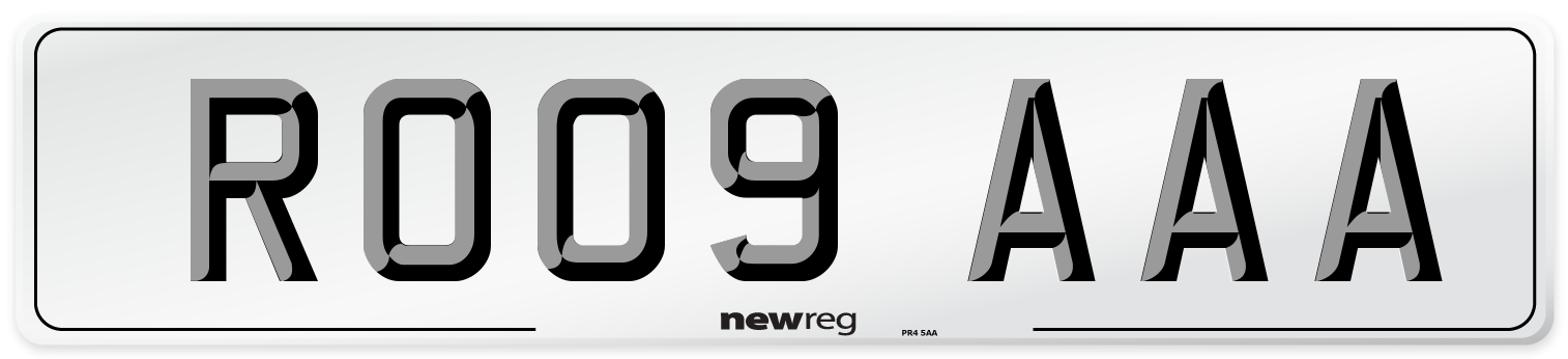 RO09 AAA Front Number Plate