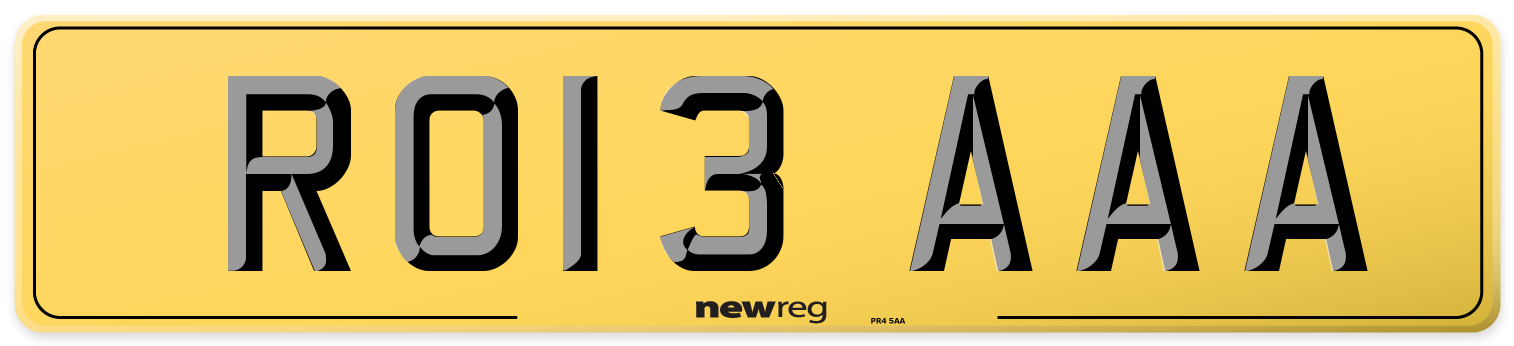 RO13 AAA Rear Number Plate