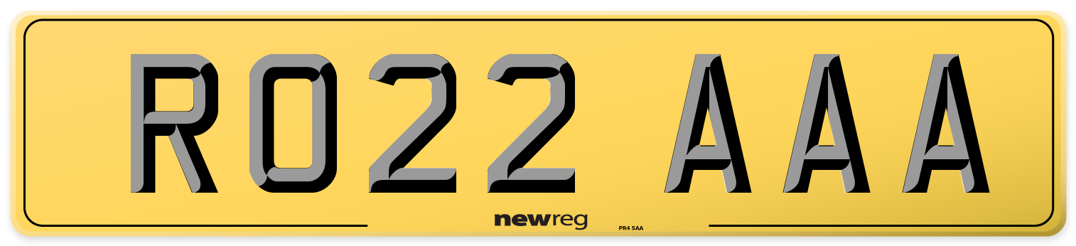 RO22 AAA Rear Number Plate