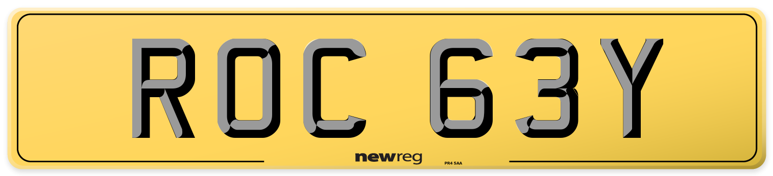 ROC 63Y Rear Number Plate