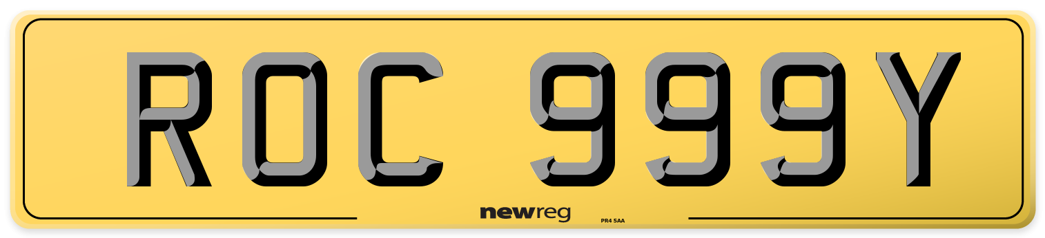 ROC 999Y Rear Number Plate