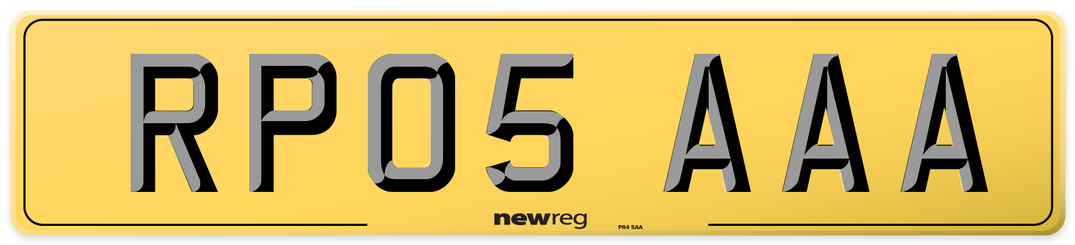 RP05 AAA Rear Number Plate