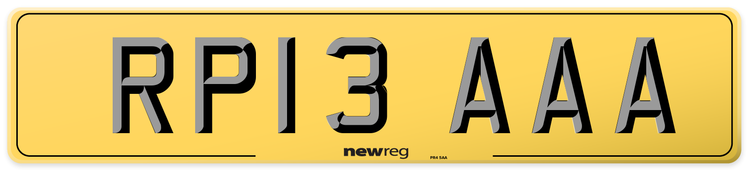 RP13 AAA Rear Number Plate