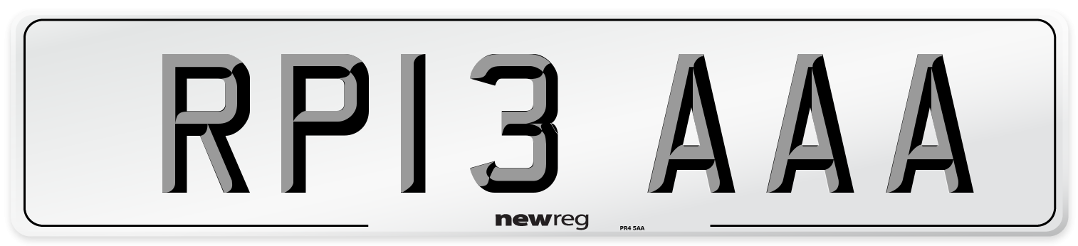 RP13 AAA Front Number Plate