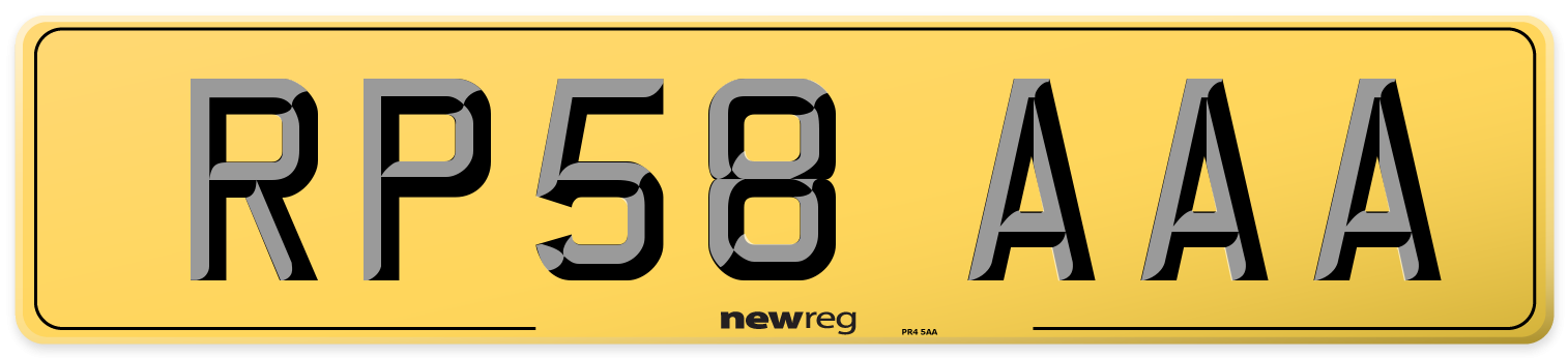 RP58 AAA Rear Number Plate