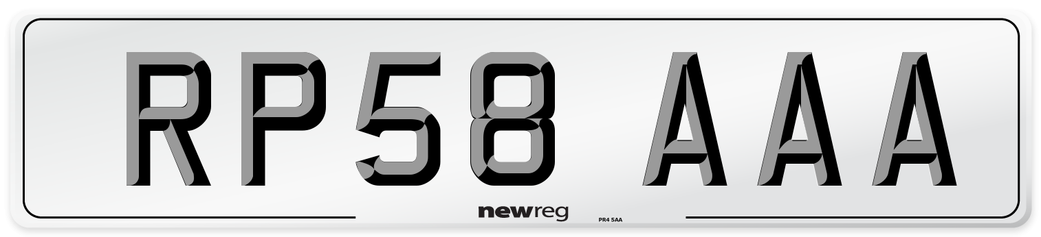 RP58 AAA Front Number Plate