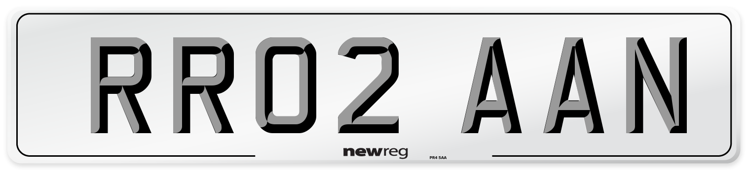 RR02 AAN Front Number Plate