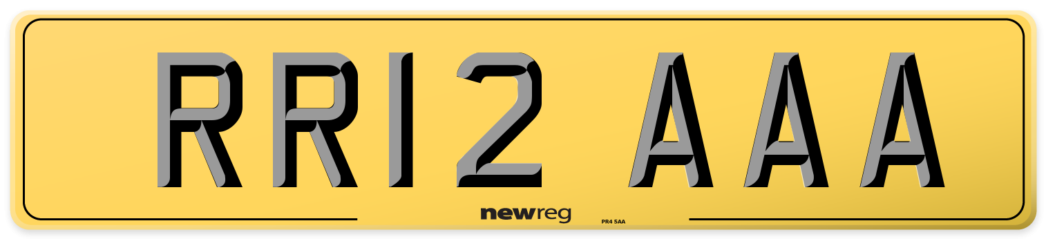 RR12 AAA Rear Number Plate