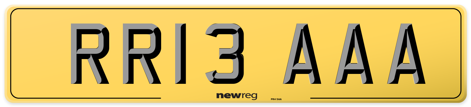 RR13 AAA Rear Number Plate