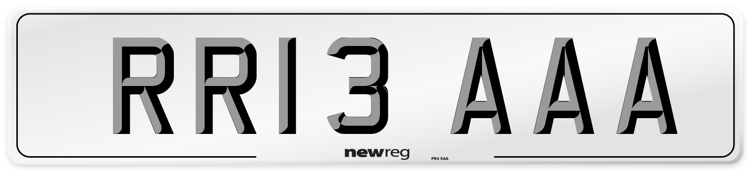 RR13 AAA Front Number Plate