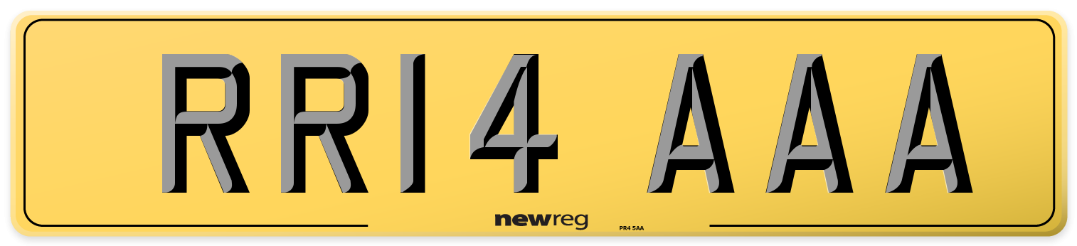 RR14 AAA Rear Number Plate