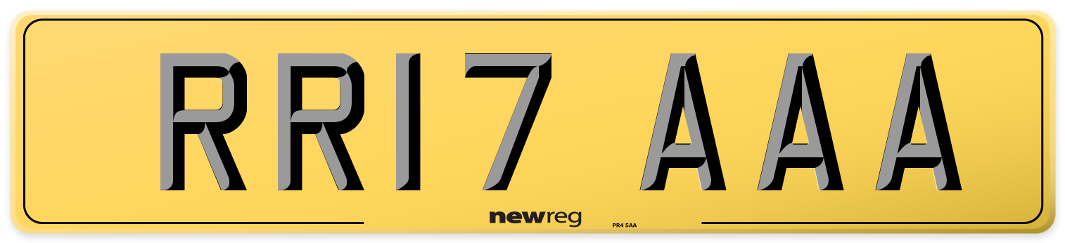 RR17 AAA Rear Number Plate
