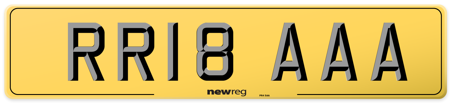 RR18 AAA Rear Number Plate