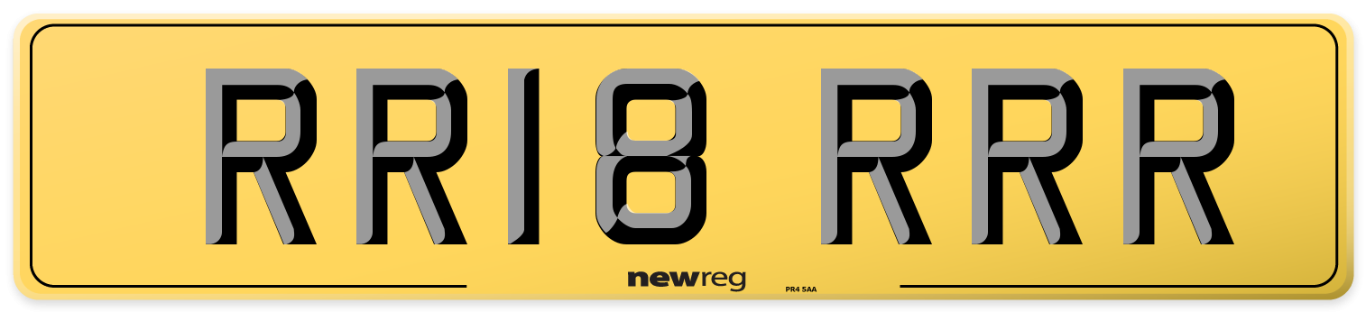 RR18 RRR Rear Number Plate