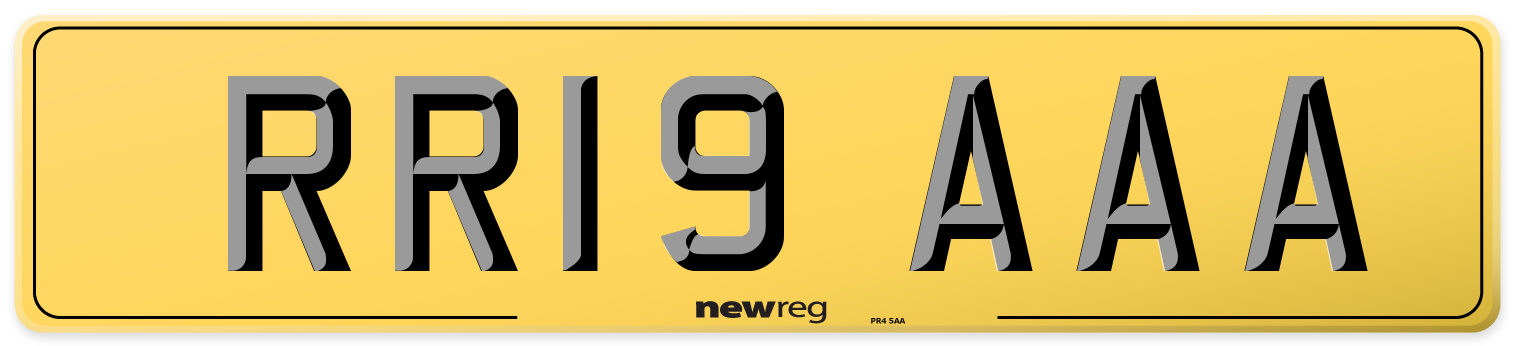 RR19 AAA Rear Number Plate