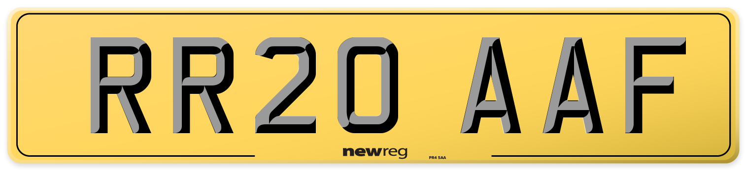 RR20 AAF Rear Number Plate