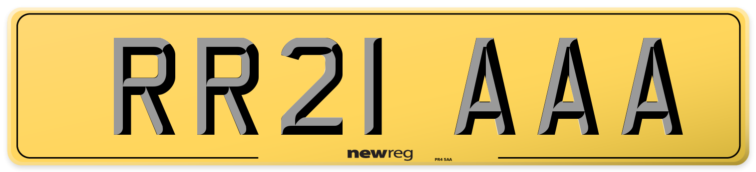 RR21 AAA Rear Number Plate