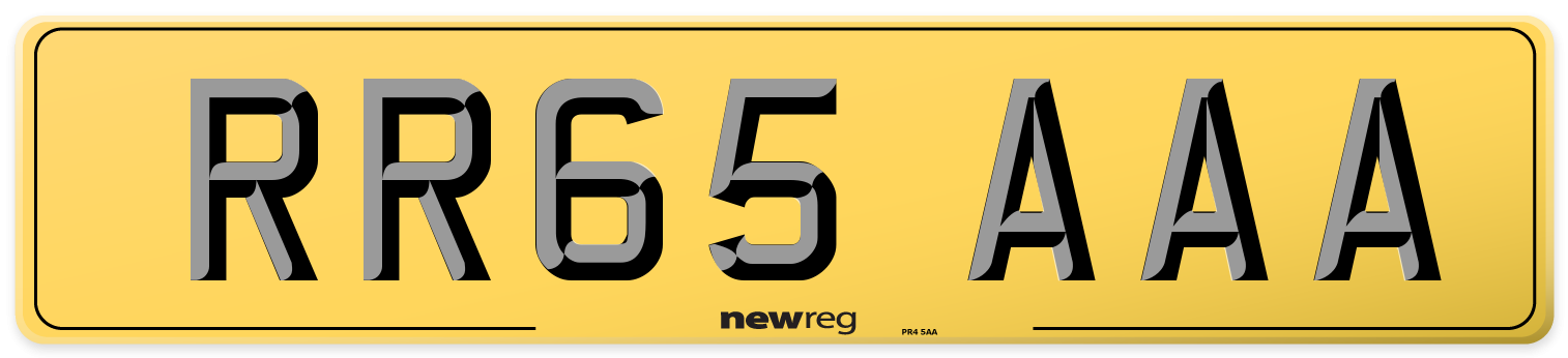 RR65 AAA Rear Number Plate