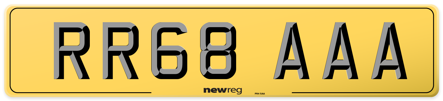 RR68 AAA Rear Number Plate