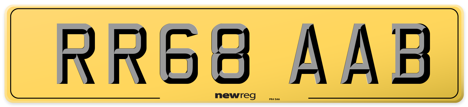 RR68 AAB Rear Number Plate